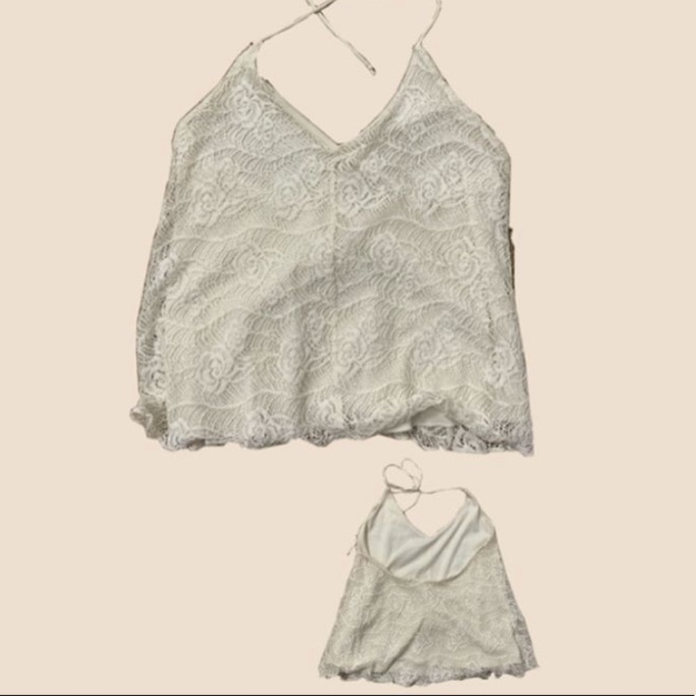 another boho feel tank! Mudd halter lace crop top